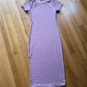 Pink Lily Elegant Mauve Ribbed Dress